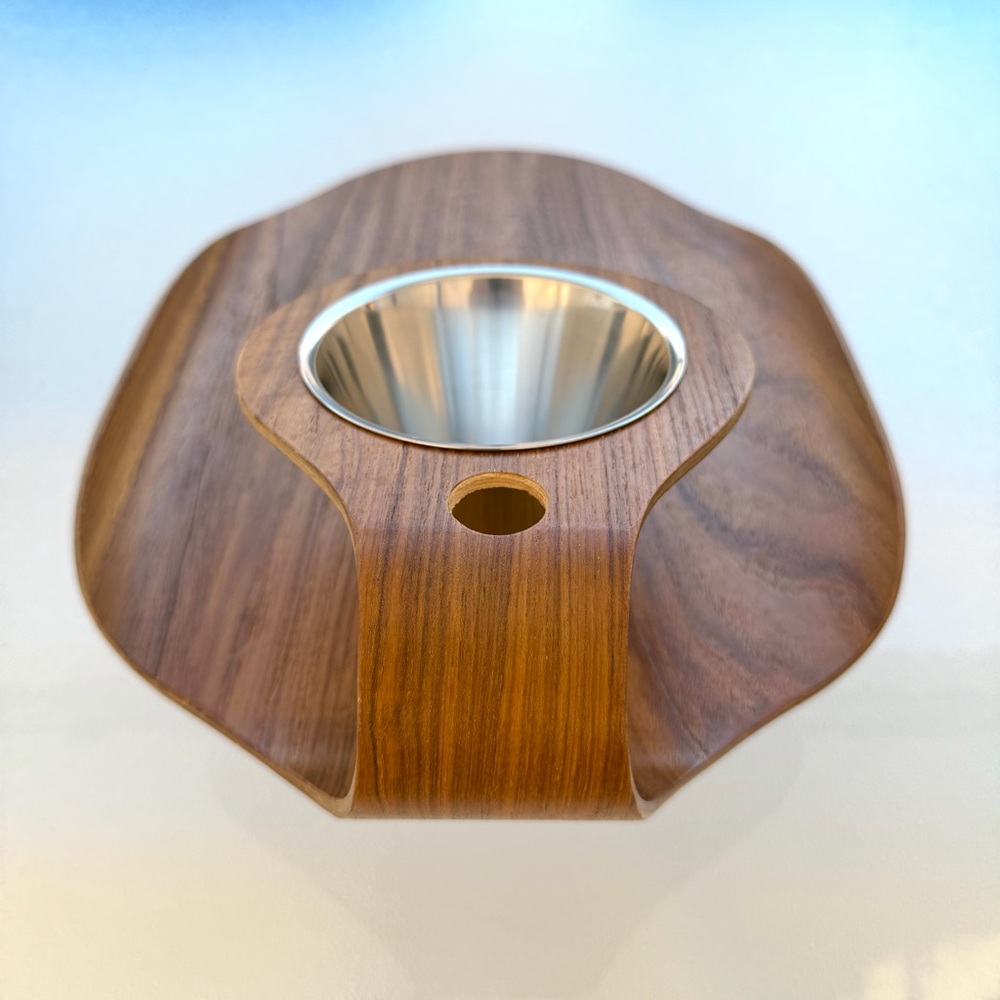 Teak Mid-Century Modern Serving Tray withStainless Steel Bowl • Charcuterie Tray - Picture 5 of 9